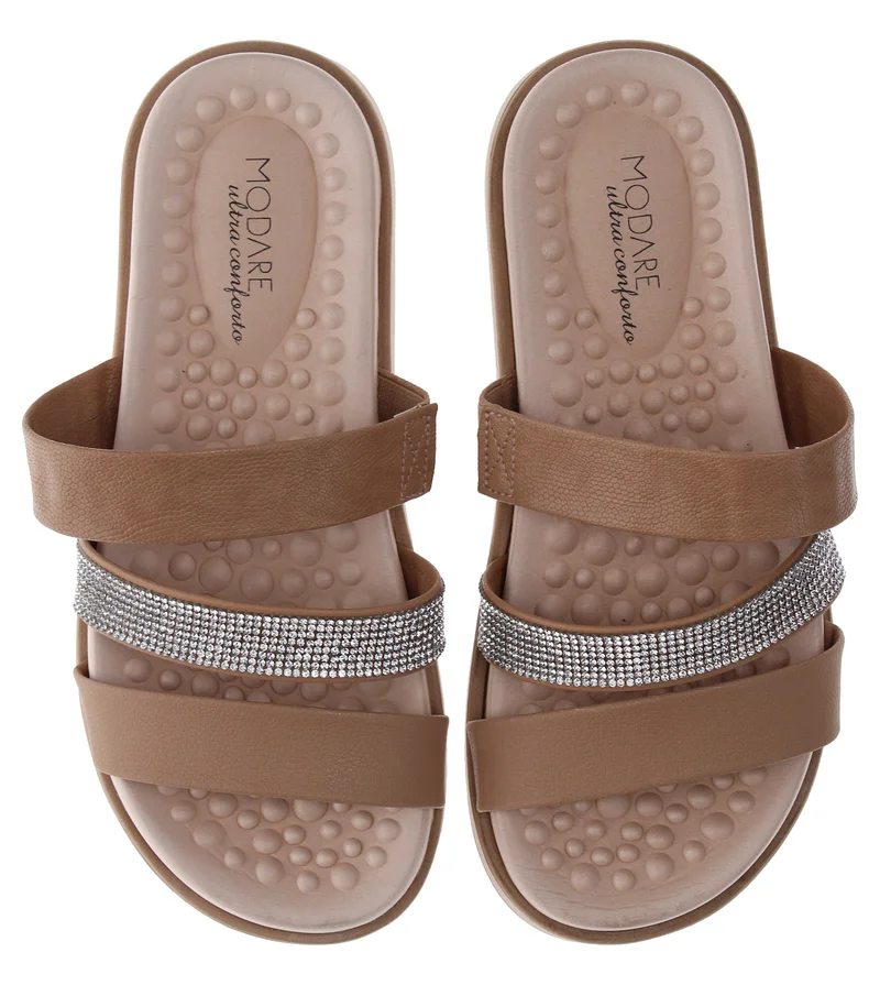 Modare  MODARE Flat Comfort Sandals for Ladies – TAN Comfort Sandals with Slip On | Comfortable PU Upper & TPR Sole for Women | Best Price UAE