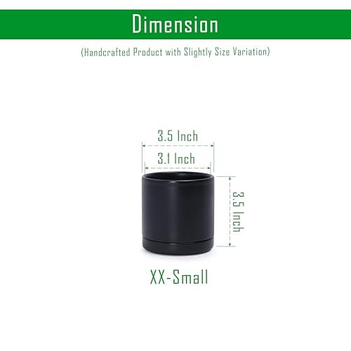 D'vine Dev 3.5 Inch Ceramic Planter Pot with Drainage Hole and Saucer, Indoor Cylinder Round Planter Pot, Black, 94-O-A-2 - Image 2