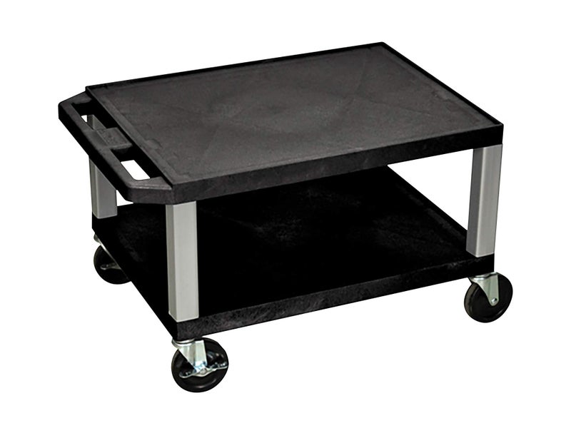 Luxor WT16-N 16"H AV Cart - Two Shelves - Nickel Legs, Multipurpose Storage for Video Projector, TV, Laptop, Computer, Printer Stand, 24"W x 18"D x 16"H - Image 1