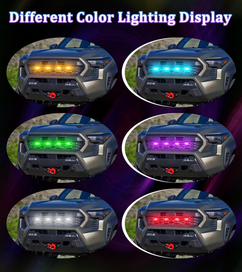 NEOXIST Direct-Snap LED Grill Lights for 2024 2025 2026 Toyota Tacoma 4th Gen Accessories Raptor Grille Light Bar, Only Fits TRD Sport/Off Road/PreRunner (RGB) - Image 3