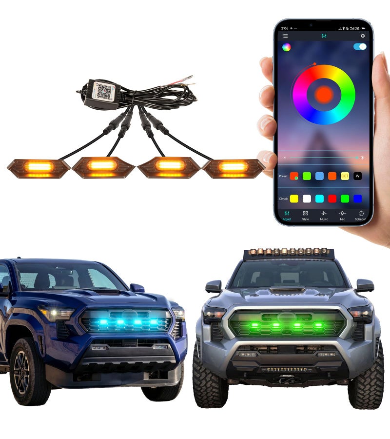 NEOXIST Direct-Snap LED Grill Lights for 2024 2025 2026 Toyota Tacoma 4th Gen Accessories Raptor Grille Light Bar, Only Fits TRD Sport/Off Road/PreRunner (RGB) - Image 1