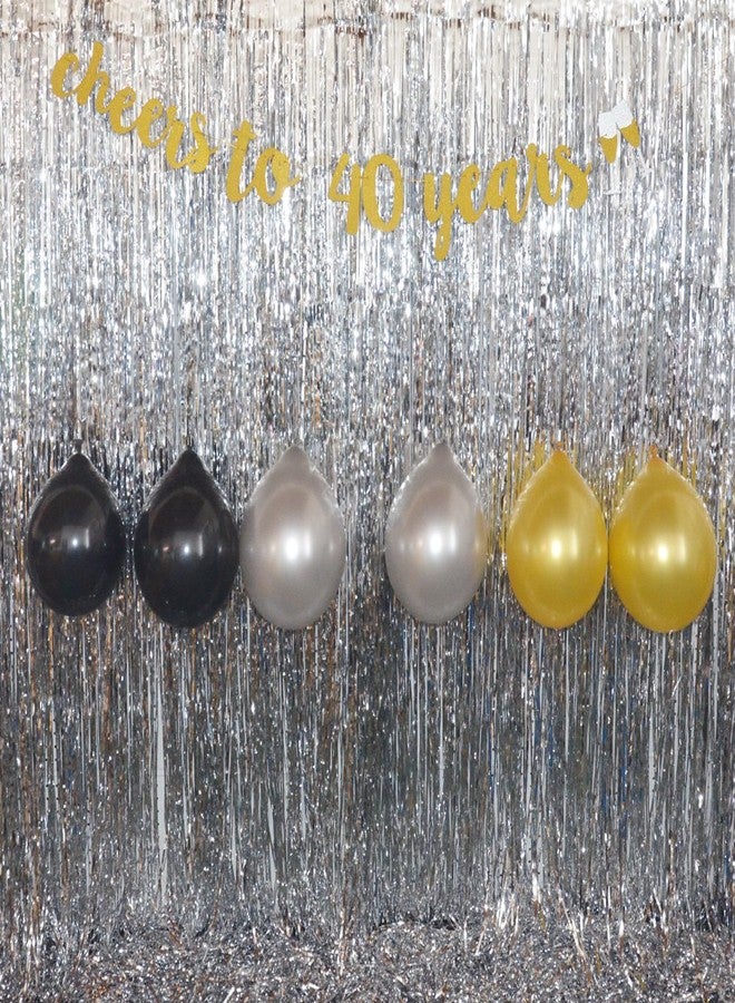 GOER Cheers to 40 Years and Champagne Glasses Gold Glitter Banner for 40th Birthday Party Decorations - Image 4