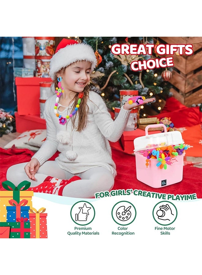 Organizer Girls Jewelry Making Kit, Bracelet Making Kit for Girls, 300Pc Snap Beads for Kids, Colorful Snap Beads, Bracelet, Girl Toys Age 4-5, 5 6 Year Old Girl Gift, Crafts for Kids Ages 3-12 - Image 4