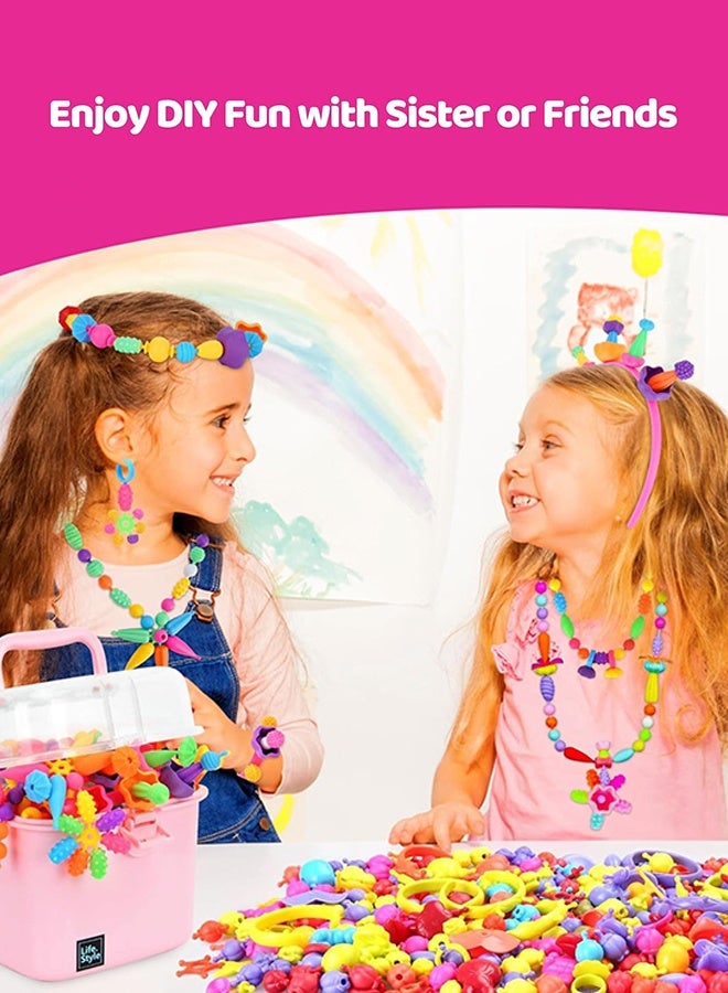 Organizer Girls Jewelry Making Kit, Bracelet Making Kit for Girls, 300Pc Snap Beads for Kids, Colorful Snap Beads, Bracelet, Girl Toys Age 4-5, 5 6 Year Old Girl Gift, Crafts for Kids Ages 3-12 - Image 2