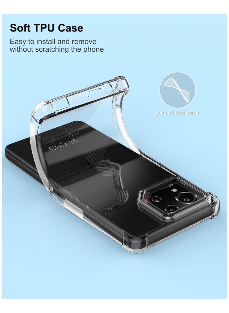 Case for ASUS ROG Phone 9/9 Pro, Clear Cover with Reinforced Corner Bumper Camera Protection Slim Fit Shockproof Flexible TPU Case for ROG Phone 9 / ROG Phone 9 Pro - Transparent - Image 5
