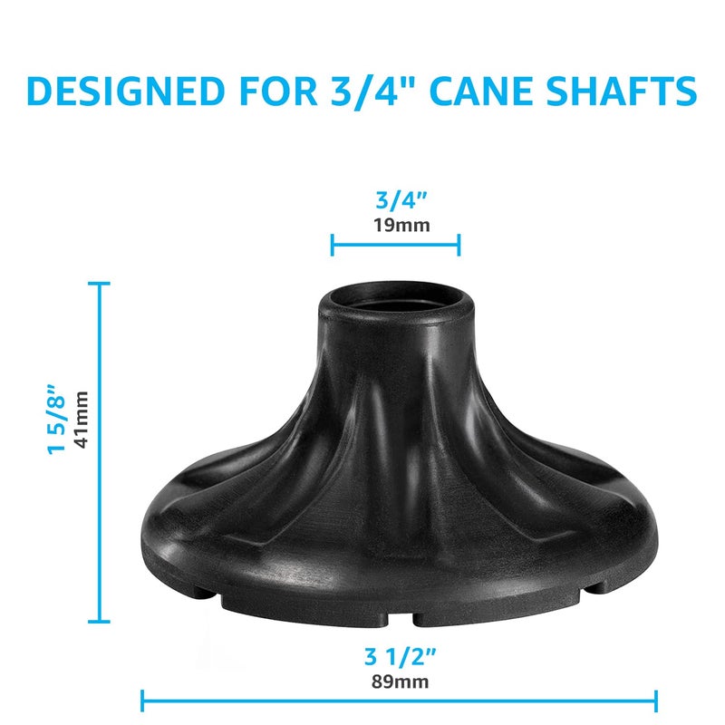 Asterom Cane Tips 3/4 Inch - Heavy Duty  Wide Base  All Terrain - Rubber Cane Tips  Walking Cane Accessories  Replacement Cane Tip (Pack of 2) - Image 3