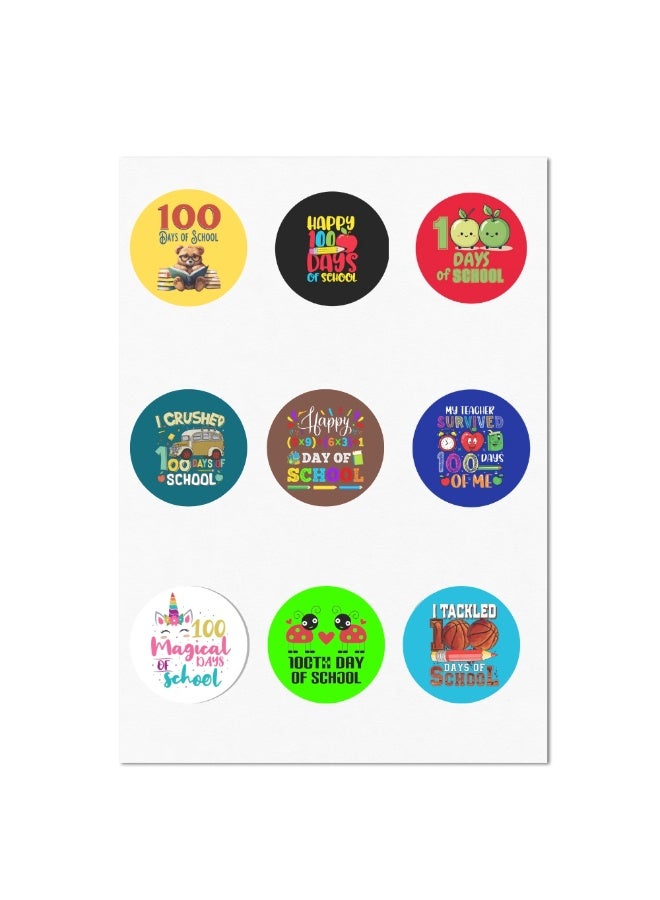 برينت شوب فور مي ملصقات اليوم المئة من المدرسة للأطفال - تصاميم مرحة وملونة للمدرسة - مجموعة ملصقات احتفال اليوم المئة من المدرسة للأطفال - مثالية للأولاد والبنات والطلاب والأنشطة الصفية - Image 1