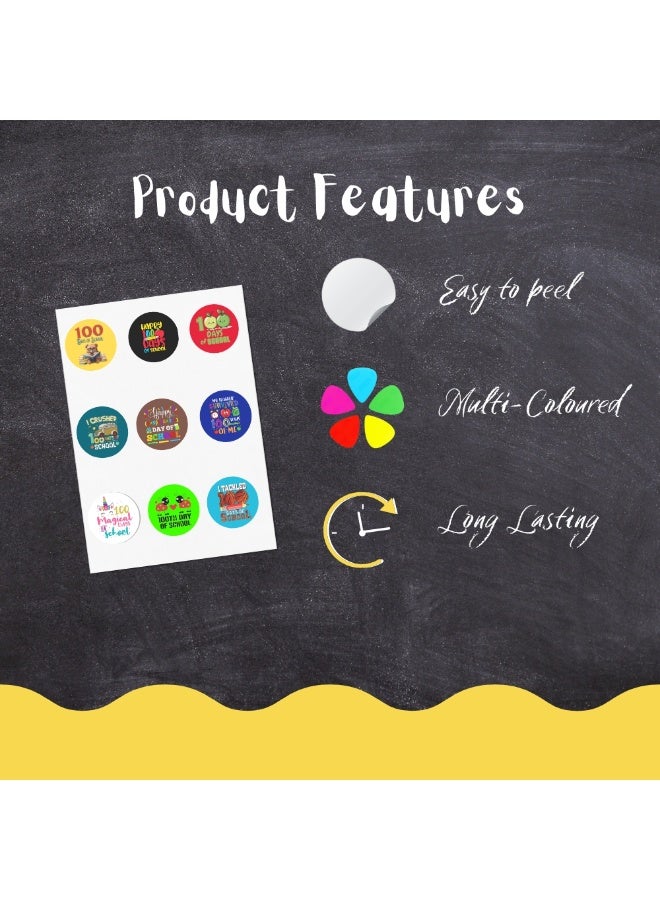 برينت شوب فور مي ملصقات اليوم المئة من المدرسة للأطفال - تصاميم مرحة وملونة للمدرسة - مجموعة ملصقات احتفال اليوم المئة من المدرسة للأطفال - مثالية للأولاد والبنات والطلاب والأنشطة الصفية - Image 3