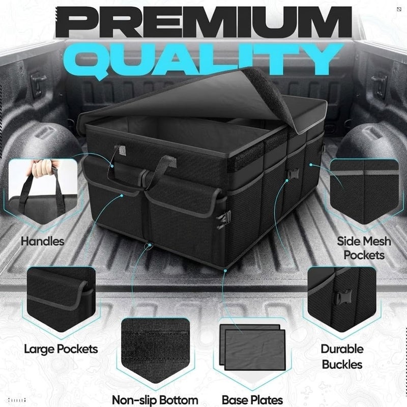 Angju Trunk Organizer For SUV Car Trunk Organizer, Foldable Storage, Car Accessories for Women Men, Collapsible Bag, Perfect Christmas Gifts, 600D Oxford, Non Slip Bottom, Straps, Soft Cover (50L) - Image 2