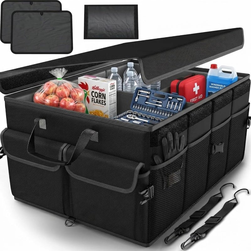 Angju Trunk Organizer For SUV Car Trunk Organizer, Foldable Storage, Car Accessories for Women Men, Collapsible Bag, Perfect Christmas Gifts, 600D Oxford, Non Slip Bottom, Straps, Soft Cover (50L) - Image 1