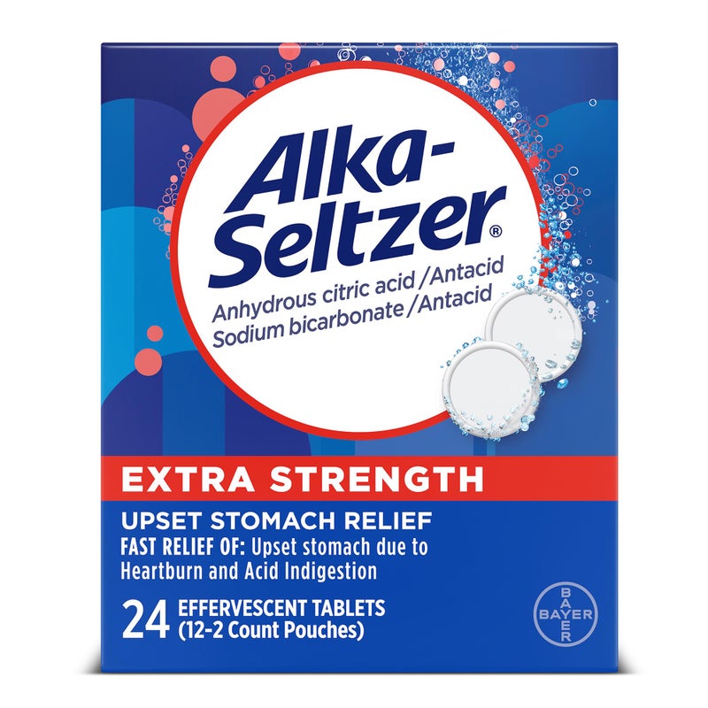 Alka-Seltzer Effervescent Extra Strength - 24 Tablets, Pack of 3 - Image 1