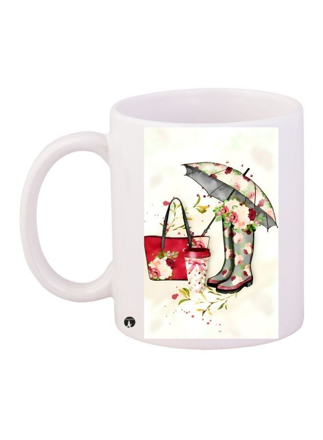 RYN Printed Coffee Mug White/Pink/Green 11ounce