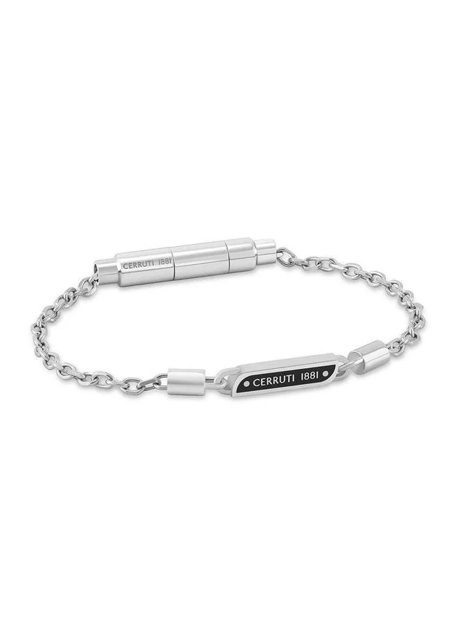 شيروتي 1881 Emiliano Silver Plated Black Stainless Steel Chain Bracelet for Men 180mm