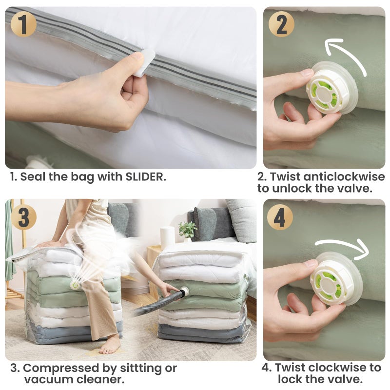 TAILI Vacuum Storage Bags 4 Pack, Extra Large Cube (40x28x18x18 Inch), Supe Jumbo Vacuum Seal Bags for Bedding Comforter, Blanket, Closet Space Saving, Cream - Image 5