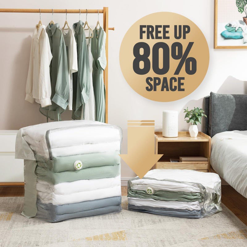 TAILI Vacuum Storage Bags 4 Pack, Extra Large Cube (40x28x18x18 Inch), Supe Jumbo Vacuum Seal Bags for Bedding Comforter, Blanket, Closet Space Saving, Cream - Image 4