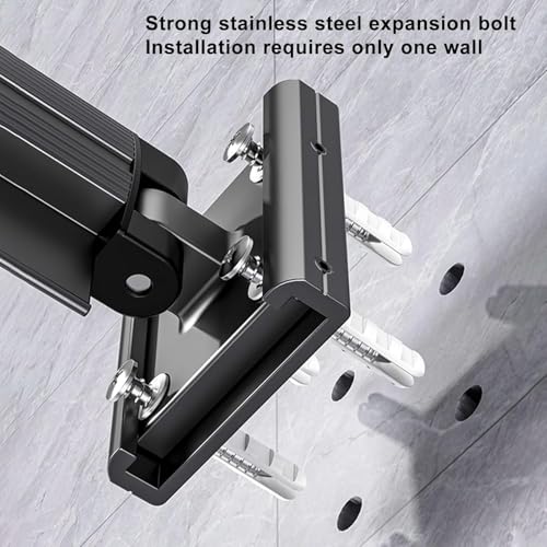 XBEY Stainless Steel Wall Mounted Portable Clothes Drying Rack with Space Saver Clothes Hangers Design Universal for Balcony,Laundry,Bathroom Space Saver Clothes Rack (2 Fold Cloth Drying Rack),Black - Image 3