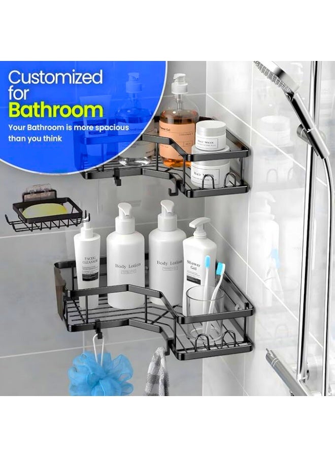 تشيس اب مجموعة من 5 قطع من حامل الدش، منظم لاصق للدش لتخزين الحمام والمطبخ، بدون حفر، سعة كبيرة، منظم حمام من الفولاذ المقاوم للصدأ... - Image 3