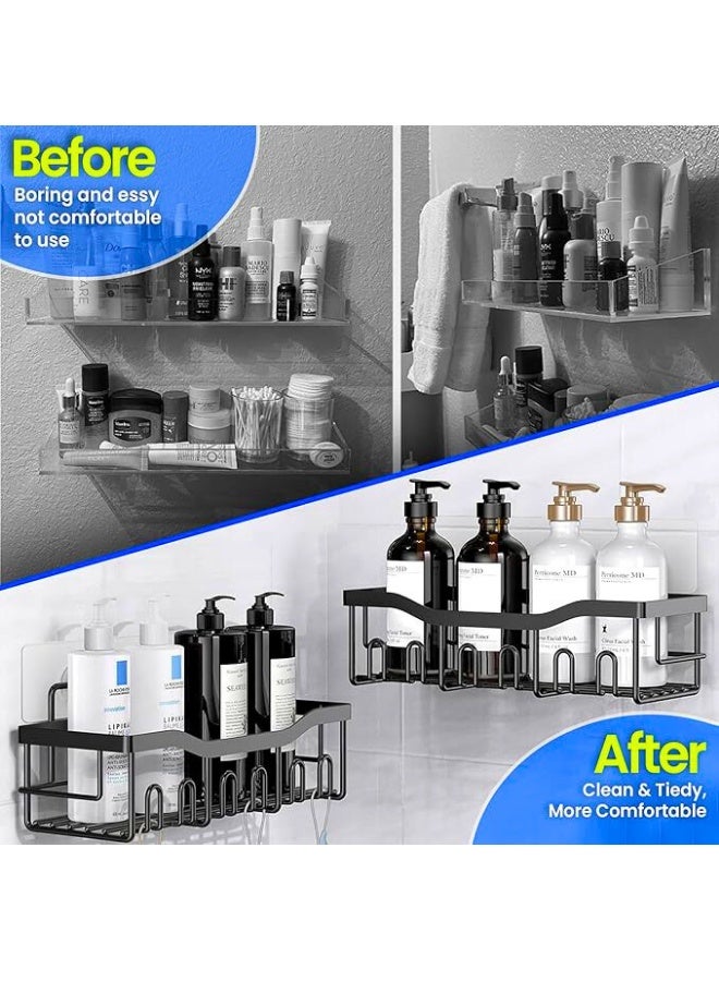 تشيس اب مجموعة من 5 قطع من حامل الدش، منظم لاصق للدش لتخزين الحمام والمطبخ، بدون حفر، سعة كبيرة، منظم حمام من الفولاذ المقاوم للصدأ... - Image 2