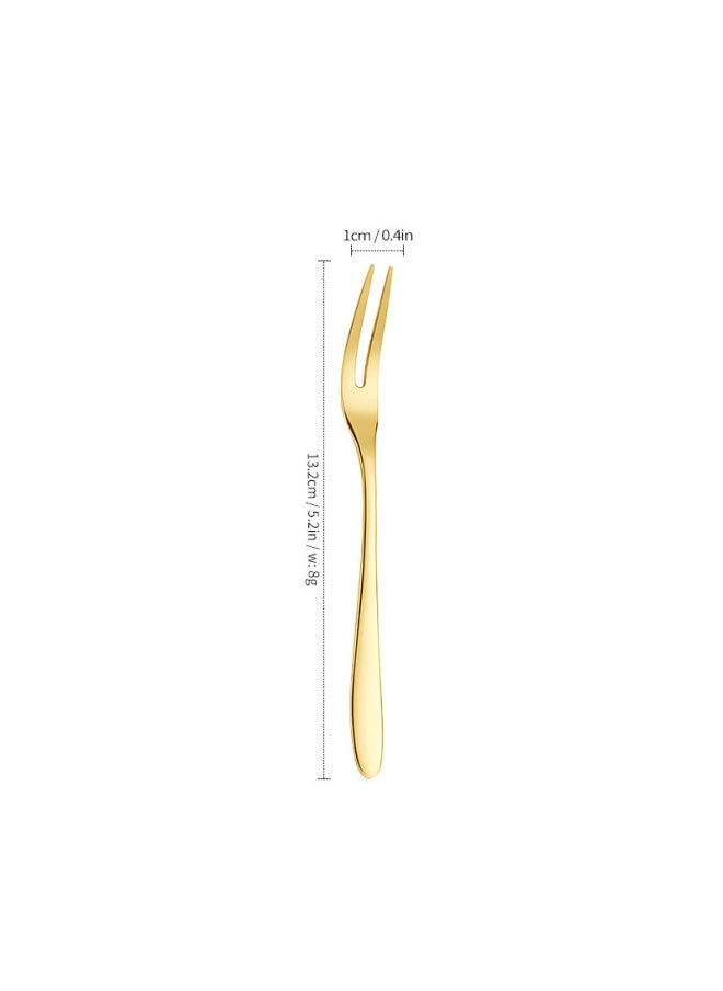Generic - Stainless Steel Fruit Fork Children's Small Fork Living Room Cake Fork Fruit Sign Dessert Fork KTV Bar Fruit Plate Fork-Specifications:304 Gold—fruit Fork - Image 1