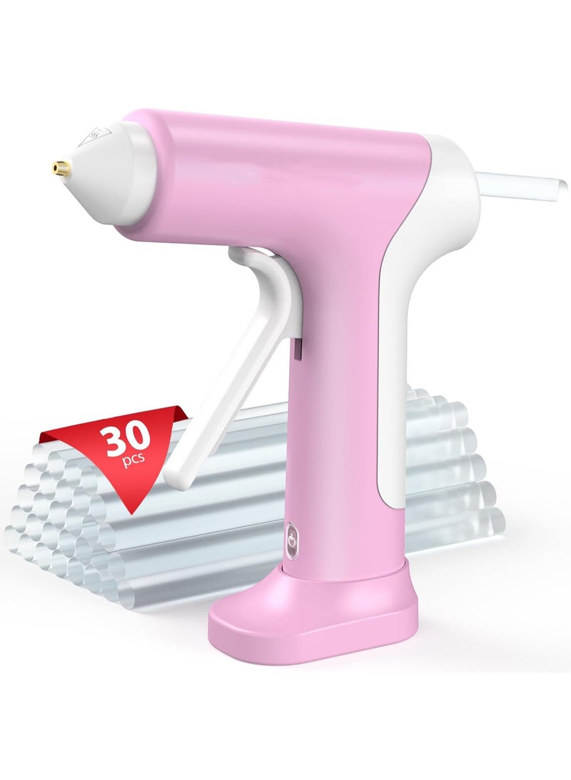 Bukela Cordless Hot Glue Gun, 10s Fast Preheat, 30PCS Mini Glue Sticks 7x100mm, 4V 20W Type-C Rechargeable, Anti-Drip, Auto-Off, for DIY Crafts, Repair, Decoration (Pink) - Image 1