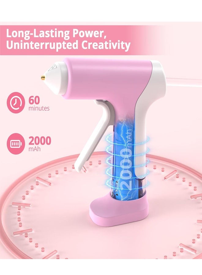 Bukela Cordless Hot Glue Gun, 10s Fast Preheat, 30PCS Mini Glue Sticks 7x100mm, 4V 20W Type-C Rechargeable, Anti-Drip, Auto-Off, for DIY Crafts, Repair, Decoration (Pink) - Image 5
