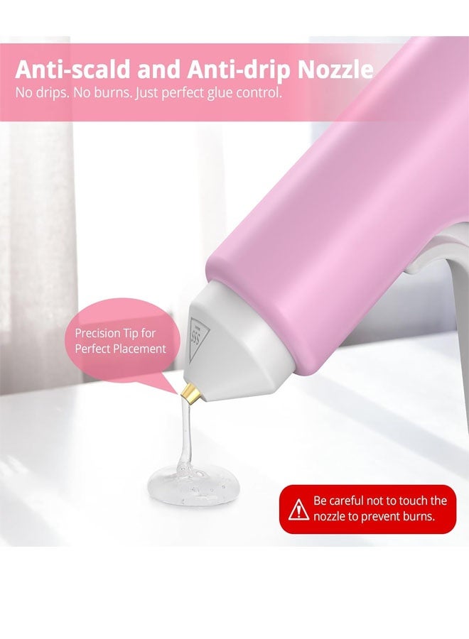 Bukela Cordless Hot Glue Gun, 10s Fast Preheat, 30PCS Mini Glue Sticks 7x100mm, 4V 20W Type-C Rechargeable, Anti-Drip, Auto-Off, for DIY Crafts, Repair, Decoration (Pink) - Image 4
