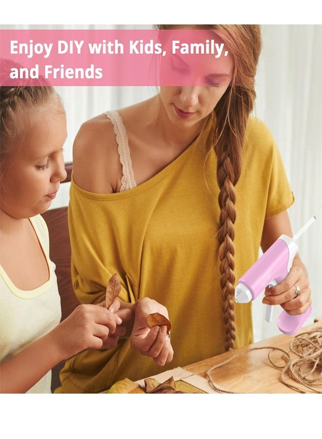 Bukela Cordless Hot Glue Gun, 10s Fast Preheat, 30PCS Mini Glue Sticks 7x100mm, 4V 20W Type-C Rechargeable, Anti-Drip, Auto-Off, for DIY Crafts, Repair, Decoration (Pink) - Image 3