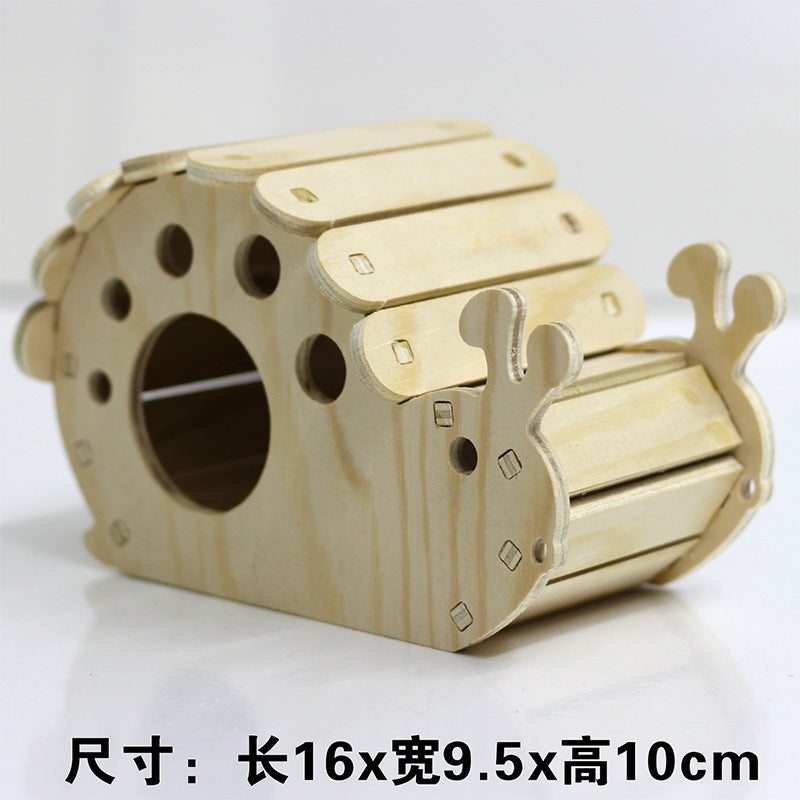 Hamster Toy Wooden Furniture Hamster Cage Supplies Wooden Running Wheel Villa Swing Wooden Nest Bite-Resistant Small House - Image 5