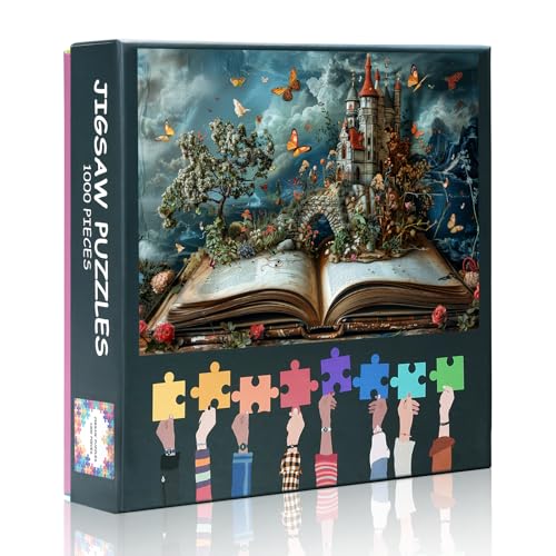 Rebotipy Jigsaw Puzzles for Adults Fantasy World Inside of The Book Puzzle Flowers Knowledge Butterfly Puzzles Castle Puzzles for Adults 1000 PiecesLandscape Challenge Impossible Games - Image 1
