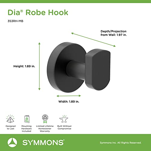 Symmons 353RH-MB Dia Wall-Mounted Robe Hook in Matte Black - Image 3