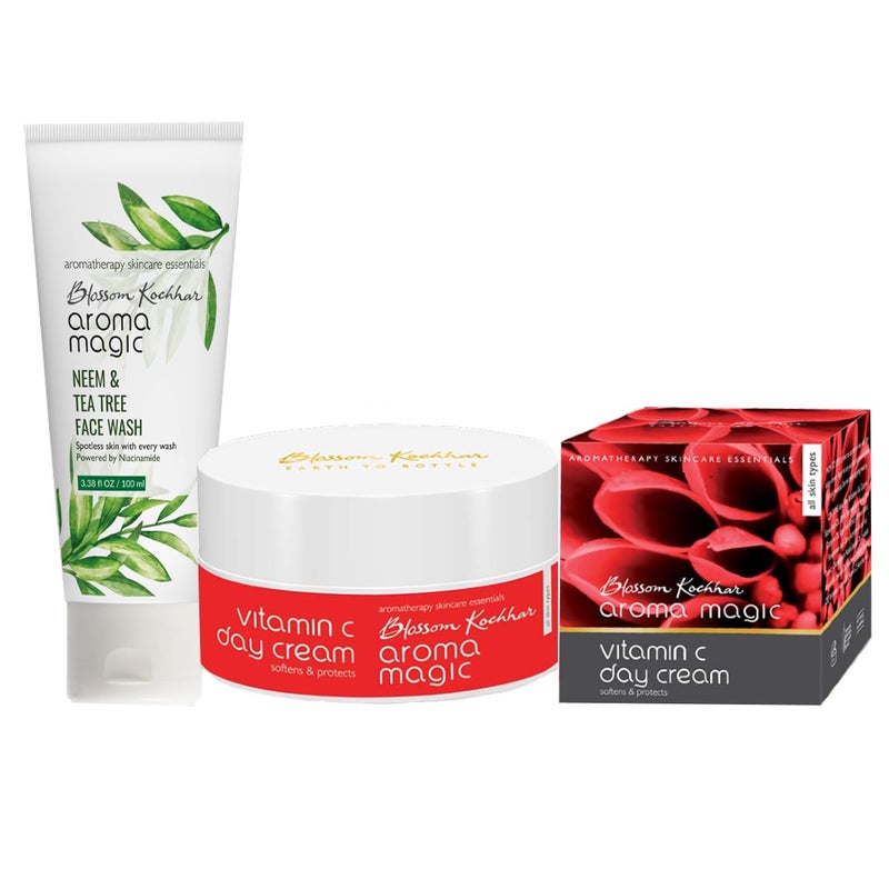 Aroma Magic Vitamin C Day Cream 50g and Aroma Magic Neem And Tea Tree Face Wash 100ml - Image 1