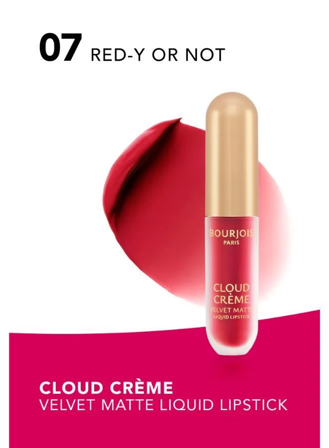 Bourjois Paris Cloud Crème Velvet Matte Liquid Lipstick - 07 - Red-y or Not, 3ml