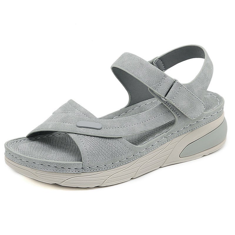2024MD New Lightweight Comfort Thick-sole Magic-tape Casual Sandals for Women Grey
