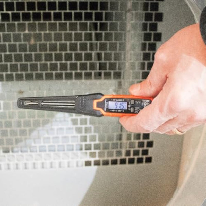 ميزان حرارة الجيب الرقمي للقراءة الفورية HVAC للاستخدام الاحترافي، هيكل من الفولاذ المقاوم للصدأ، أسود مع إضاءة خلفية زرقاء، نطاق قياس واسع بالفهرنهايت والدرجة المئوية - Image 3