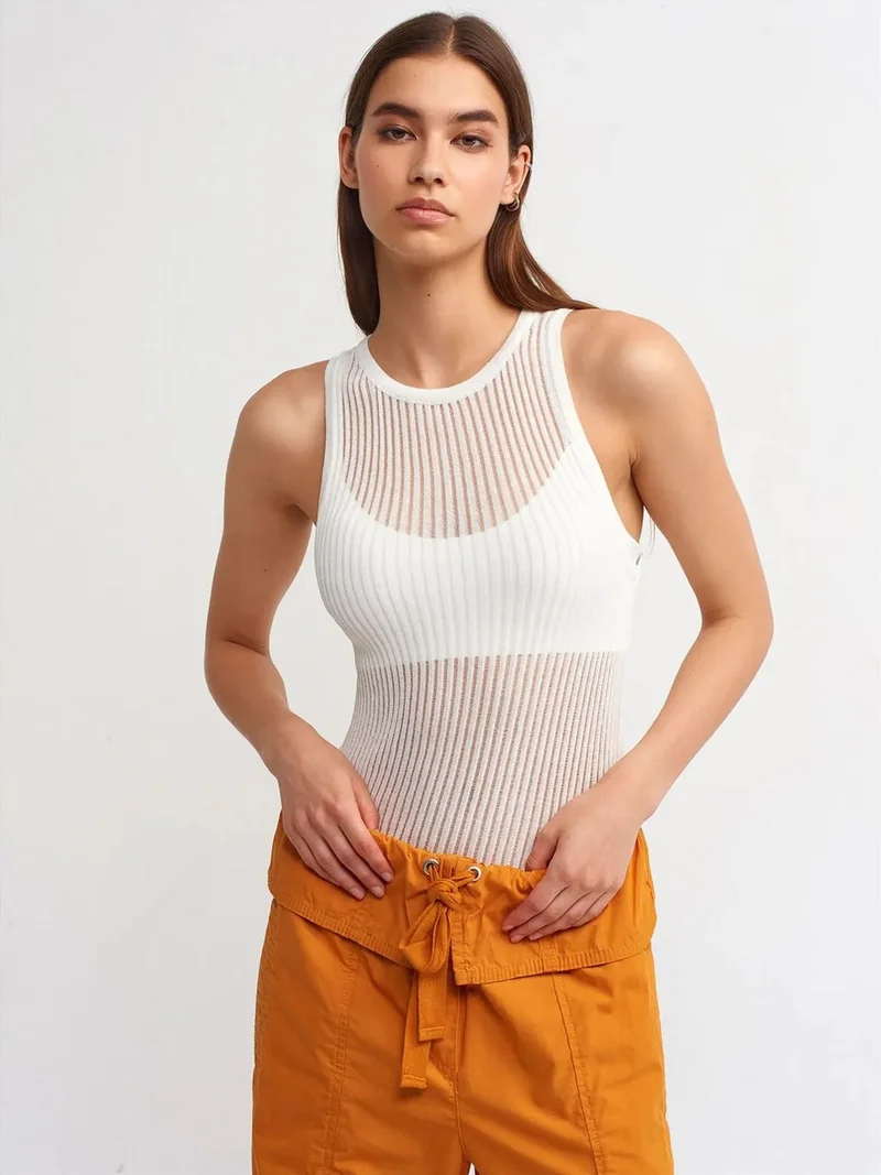 ديلفين Dilvin Ribbed Sleeveless Knit Blouse