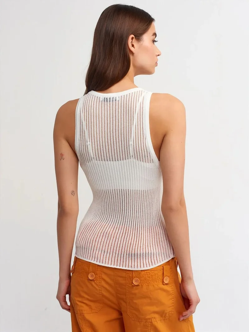 ديلفين Dilvin Ribbed Sleeveless Knit Blouse
