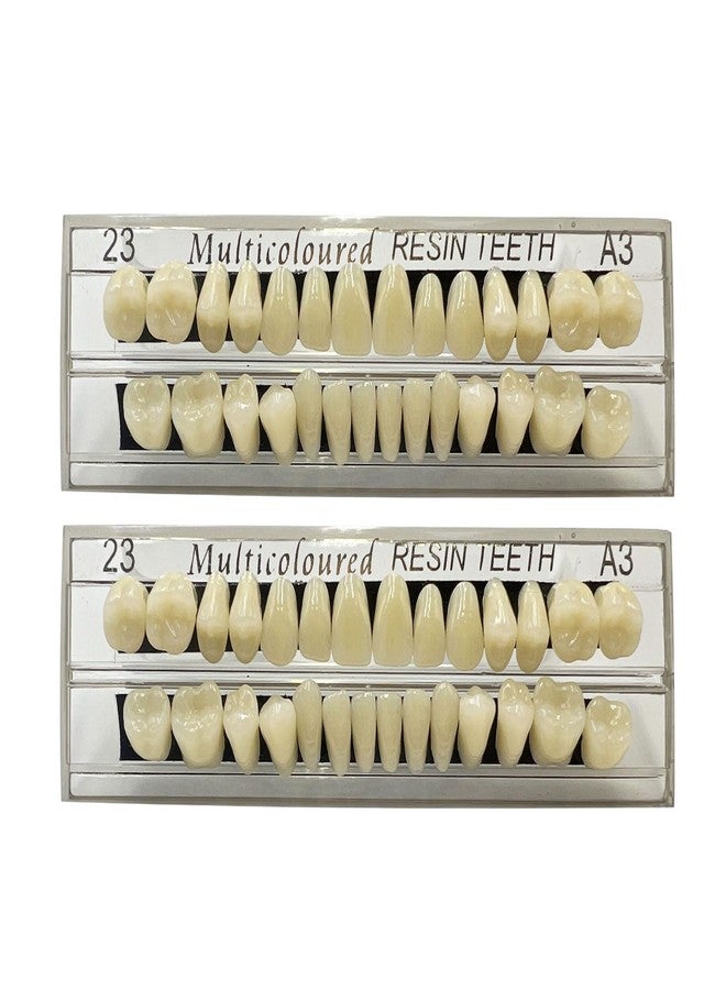 HRASY 56 Pcs False Teeth Fake Teeth 2 Sets Synthetic Resin Dental Tooth, Upper Lower Denture Tooth, Party Horror Prop Makeup DIY Replacement, 23 A3 - Image 1