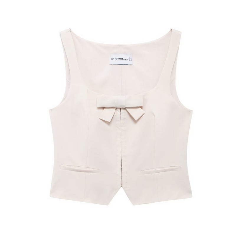 Cross-border AliExpress new womens clothing foreign trade wholesale ZR in stock bow decoration vest-style top mini skirt suit top