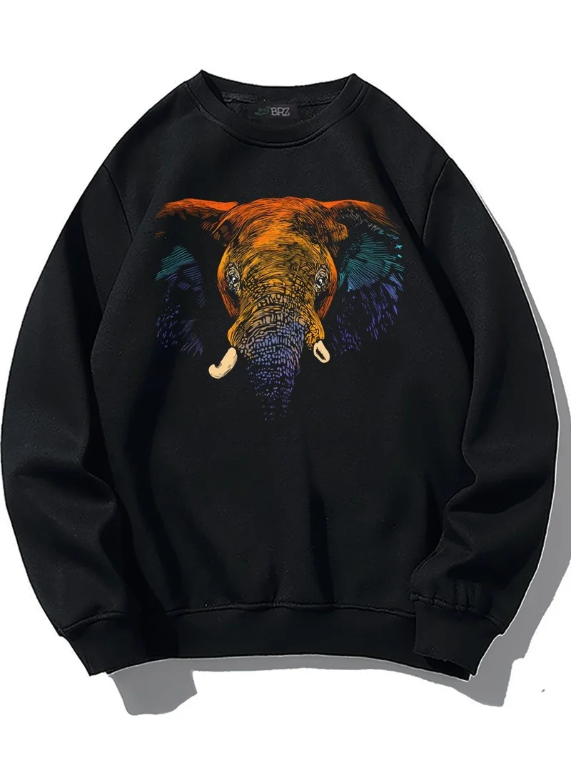 BRZ Collection Unisex Oversize Colorful Elephant Sweatshirt