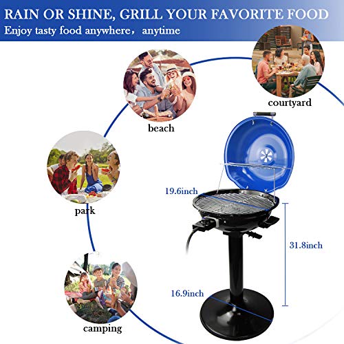 Techwood Electric BBQ Grill Techwood 15-Serving Indoor/Outdoor Electric Grill for Indoor & Outdoor Use, Double Layer Design, Portable Removable Stand Grill, 1600W - Image 3