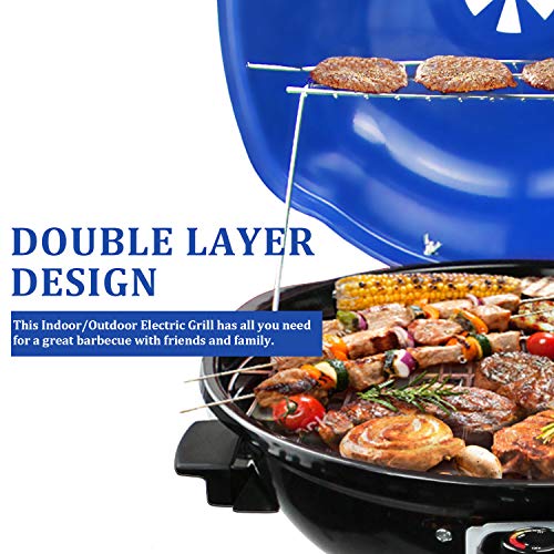 Techwood Electric BBQ Grill Techwood 15-Serving Indoor/Outdoor Electric Grill for Indoor & Outdoor Use, Double Layer Design, Portable Removable Stand Grill, 1600W - Image 4