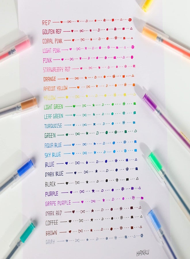 HANKU Fine Tip Colored Gel Pens, 28-Count 0.5mm Fine Point Pen, Smooth Writing Pens No Bleed Through, Ballpoint Planner Pen for Bible Journaling, Adult Coloring, Note Taking, Office School Supplies - Image 5