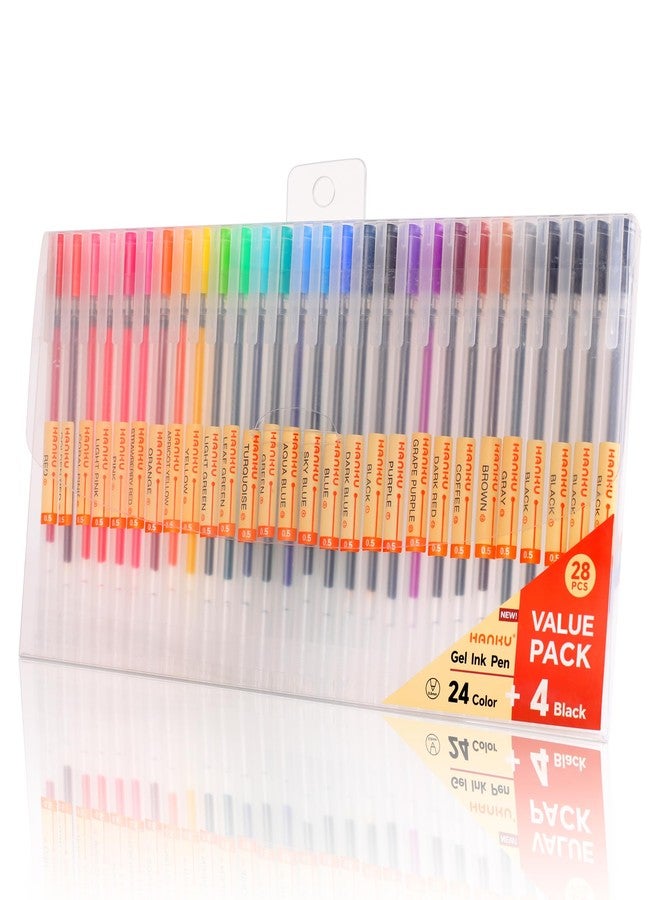 HANKU Fine Tip Colored Gel Pens, 28-Count 0.5mm Fine Point Pen, Smooth Writing Pens No Bleed Through, Ballpoint Planner Pen for Bible Journaling, Adult Coloring, Note Taking, Office School Supplies - Image 1