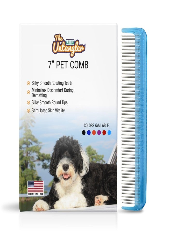 Untangler Pet comb with silky smooth rotating teeth for easy mat removal without pain to your pet (7" Sky Blue) - Image 1
