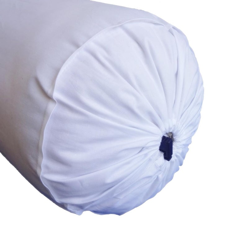 Saffron Bolster Cover Round Cover for Sofa Deevan Couch Cotton 10 x 24 Removable Cover White 25 Diameter x 60 cm Long Set of 2 Covers - Image 1