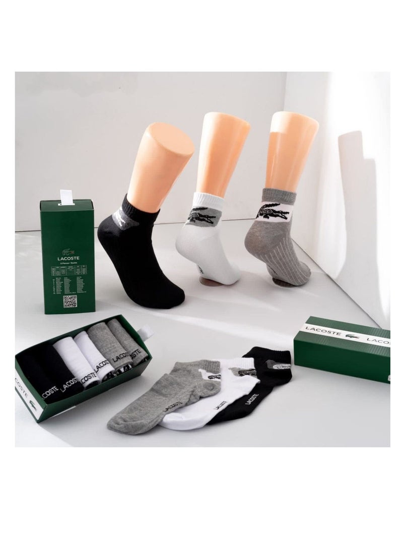 لاكوست طقم شرابات هاف – باكت 6 قطع  بخامة قطن فاخرة ومريحة، تصميم عصري وأنيق -  للجنسين - فرى سايز