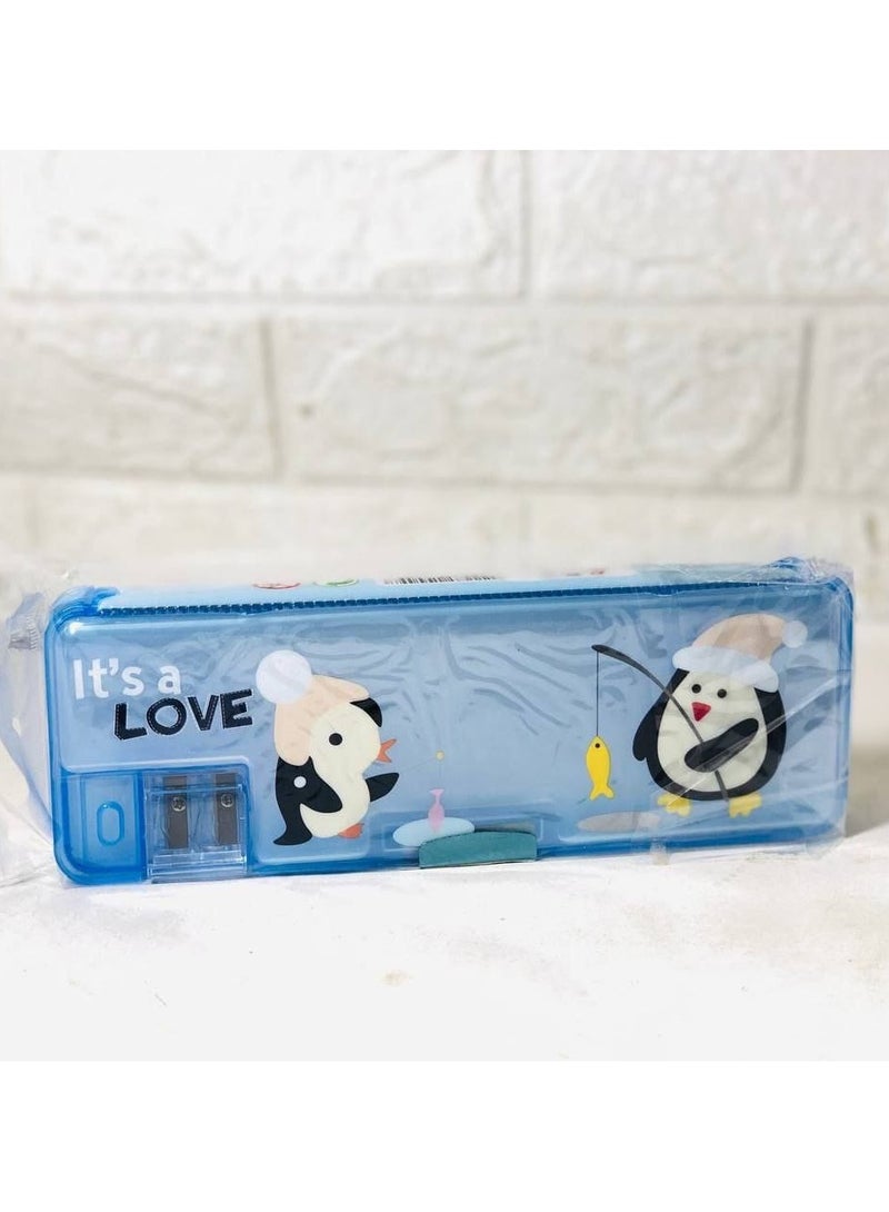 المقلمة  مقلمة البلاستيك 2 باب و 2 برايا كبيرة و صغيرة المقاس: ٨*٢٢ سم - Image 1