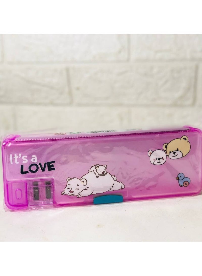 المقلمة  مقلمة البلاستيك 2 باب و 2 برايا كبيرة و صغيرة المقاس: ٨*٢٢ سم - Image 2