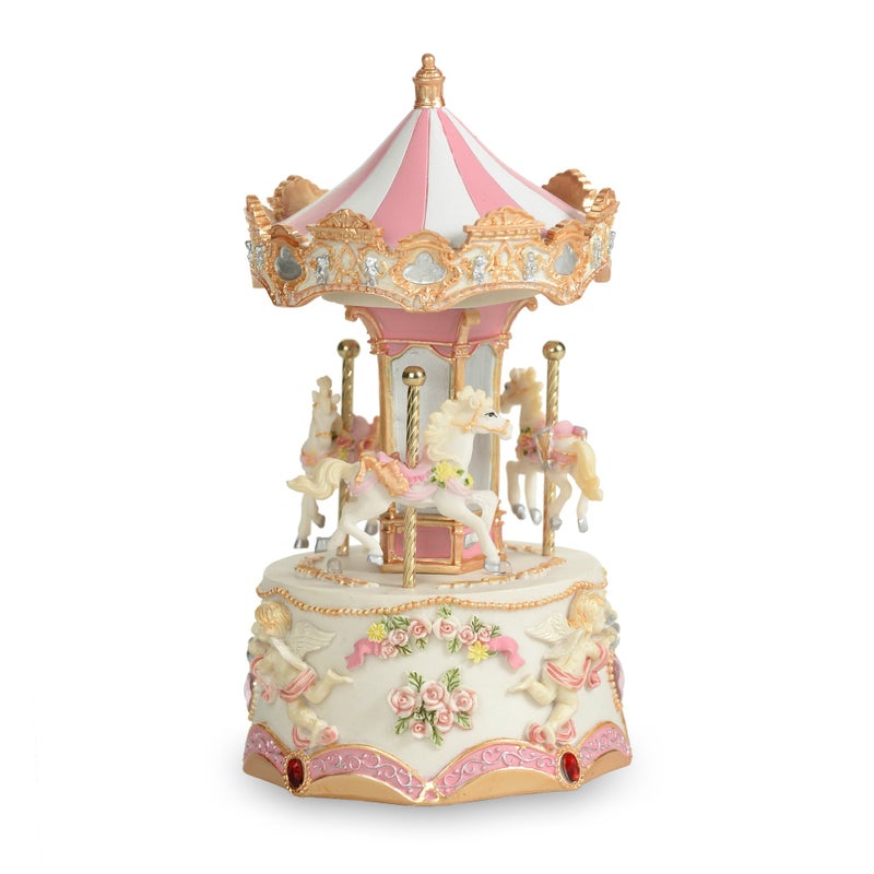 The San Francisco Music Box Company شركة صن با Francisco لصناديق الموسيقى زينة دوارة  ثلاثة خيول صغيرة