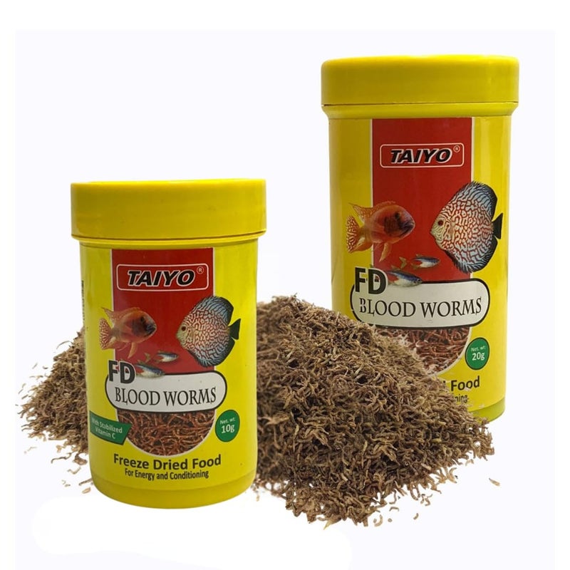 TAIYO Freeze Dried Bloodworms, High Protein Natural Fish Food, No Artificial Colors Added, Suitable for Betta, Guppies, Tetras, Cichlids, Marine and All Aquarium Fishes (20g) - Image 4